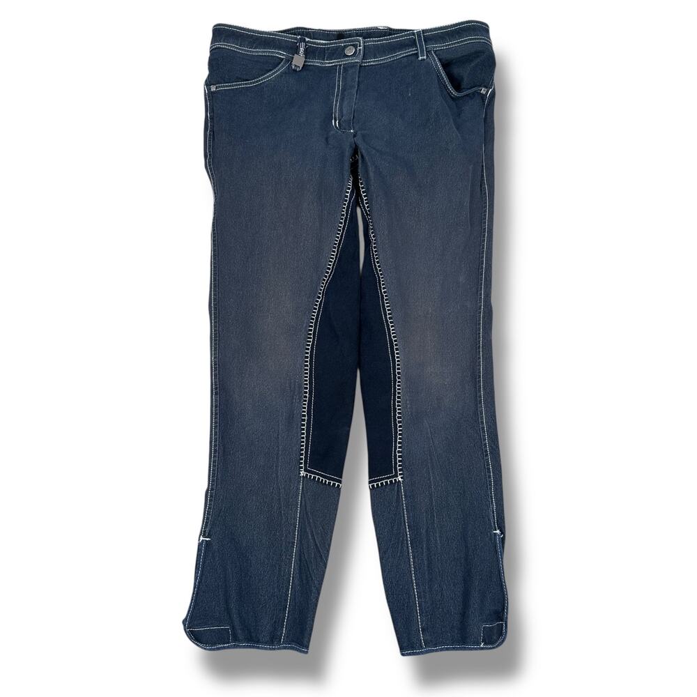 Romfh Equestrian Riding Breeches Pant Women's 32R Navy Blue Stretch Full‎ Seat